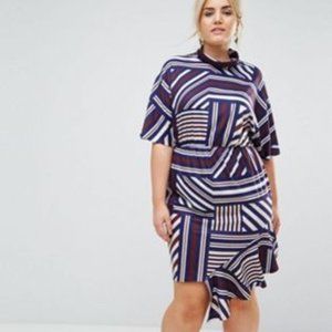 ASOS CURVE Dress In Stripe with High Neck